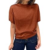 Saodimallsu Women's Short Sleeve Crew Neck Knit Pullover Sweater