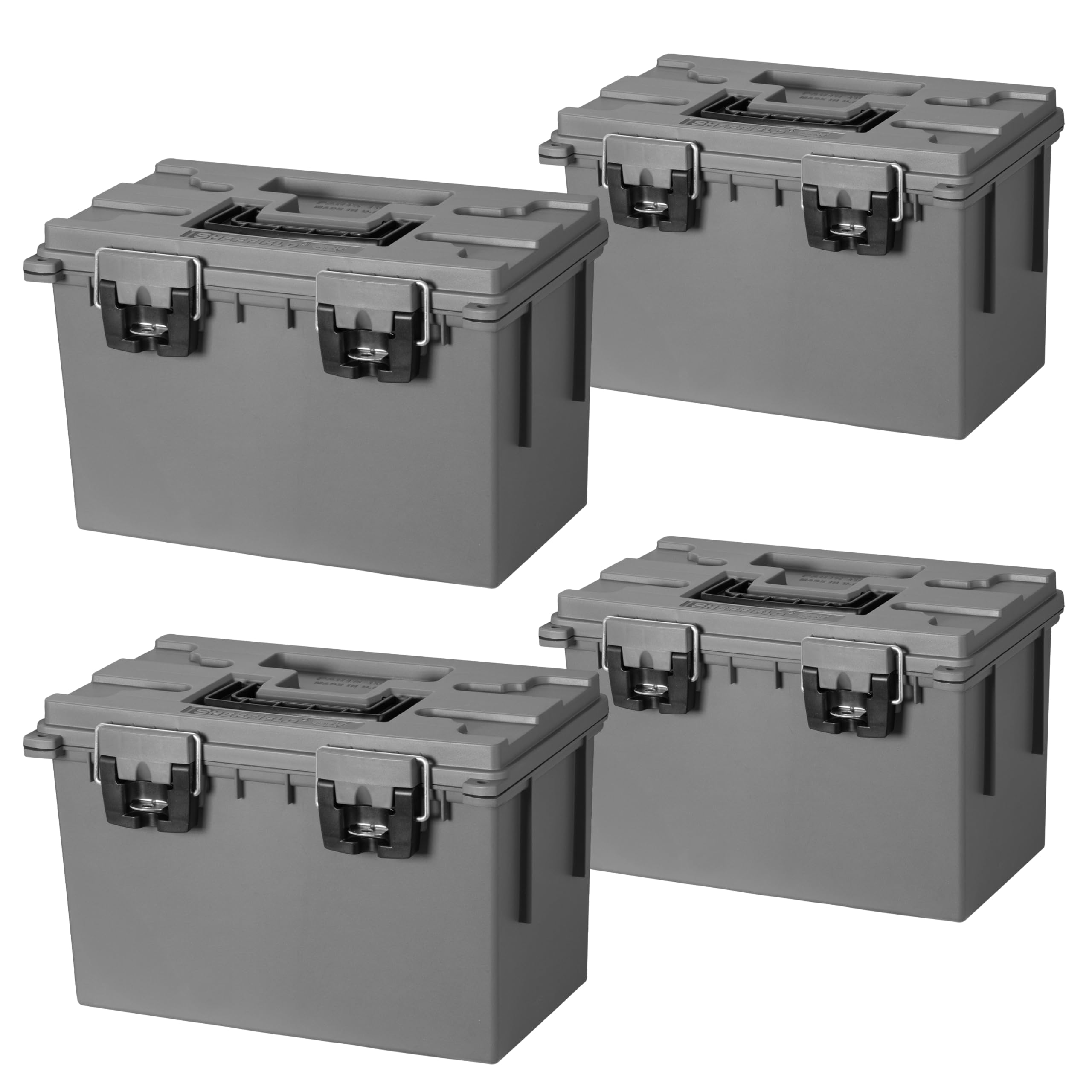 Sheffield 12766 XL Storage Bins With Lids, 4-Pack Stackable Storage Bins, Made in USA, Lockable and Water-Resistant Containers with Lids, Plastic Containers for Home, Classroom, and Dorm Image