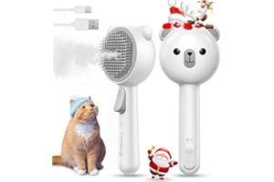 FEELNEEDY Cat Steam Brush, Brushes for Indoor Cats with Release Button, Dual Speed Spray USB Rechargeable Grooming Supplies, Cat Brush for Shedding Suitable for All Long-haired and Short-haired Pets