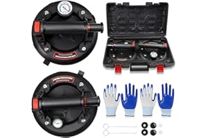 MENGBEI 8" Heavy Duty Suction Cups for Glass - 2 Pack with 600 lbs Load Capacity, Heavy Duty Glass Lifter Tool for Window & Tile Lifting