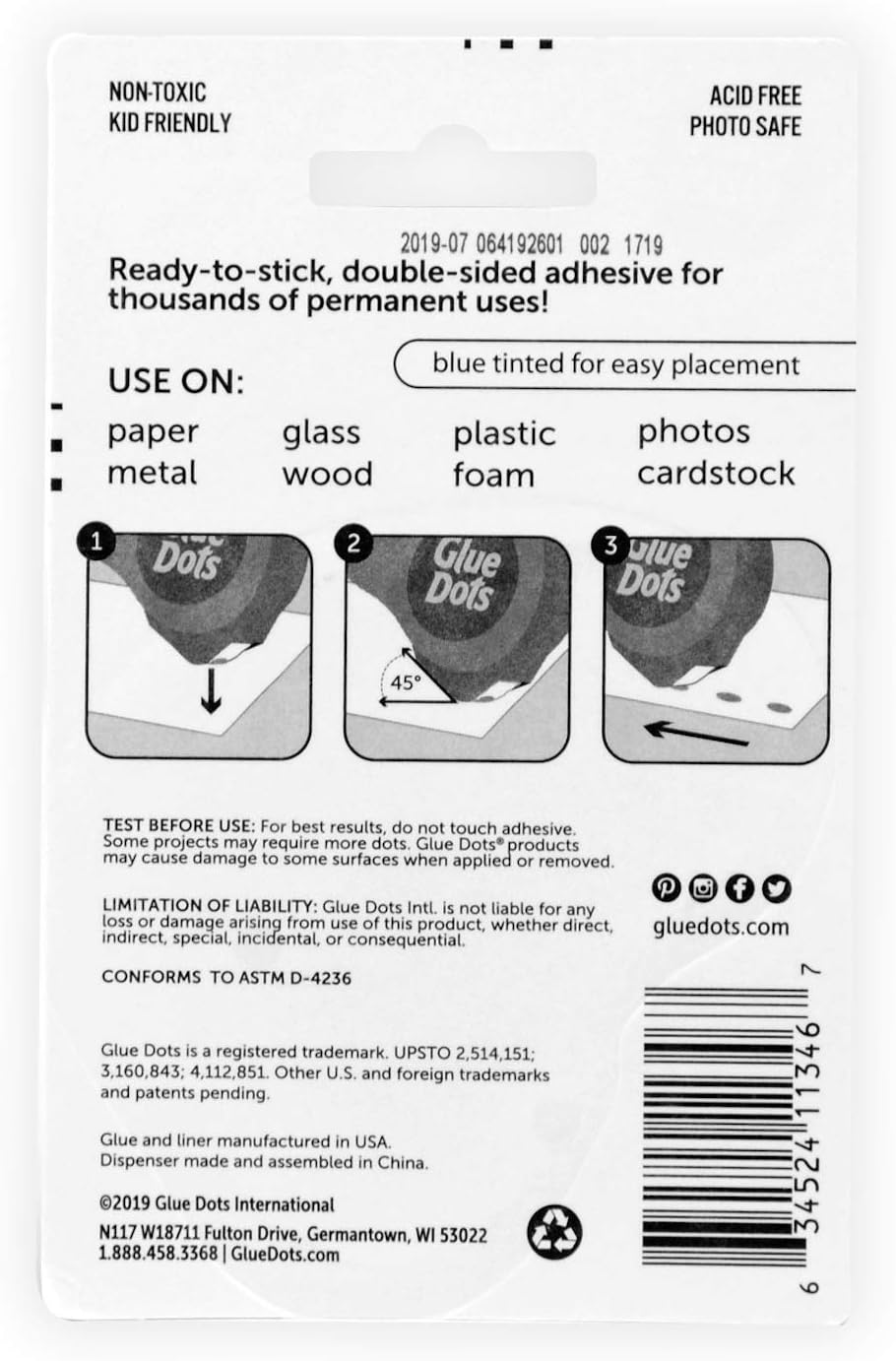 Glue Dots Permanent Dot N' Go Dispenser with 200 (.375 Inch) Permanent Adhesive Dots (11346) : Office Adhesives And Accessories : Office Products