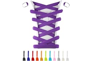 UamGlsob 8mm Wide Elastic Laces No Tie, Flat Shoelaces with 8 Small Buckle Metal Locks, Quick Lacing Tieless Laces Closure