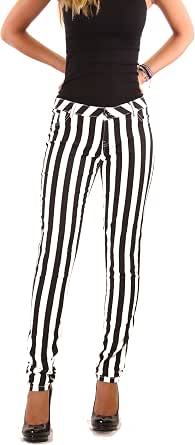 Amazon.com: dinamit Jeans con rayas verticales Cinco bolsillo Skinny  pantalones : Ropa, Zapatos y Joyería