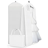 Your Bags Wedding Dress Garment Bag with Matching Tote- Garment Bags for Travel & Hanging Clothes or Storage - 72" Wedding Dress Bag for Gowns Long with 20" Gusset for Puffy Bridal Gowns Cover - White