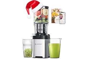 AMZCHEF Cold Press Juicer Machines with 5.4" Extra Self-Feeding for Whole Vegetable & Fruit, Large Auger & Triple Strainers, 