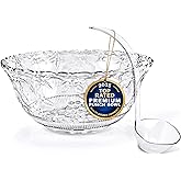 Stock Your Home Premium Plastic Punch Bowl with Ladle, Fancy Disposable Punch Bowls for Parties, Holidays, Schools, Halloween, and More, Quality Glass Like Appearance, Large Punch Bowl with Ladle Set