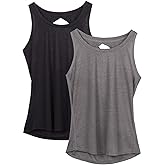 icyzone Women's Lightweight Breathable Open Back Workout Athletic Yoga Tank Tops