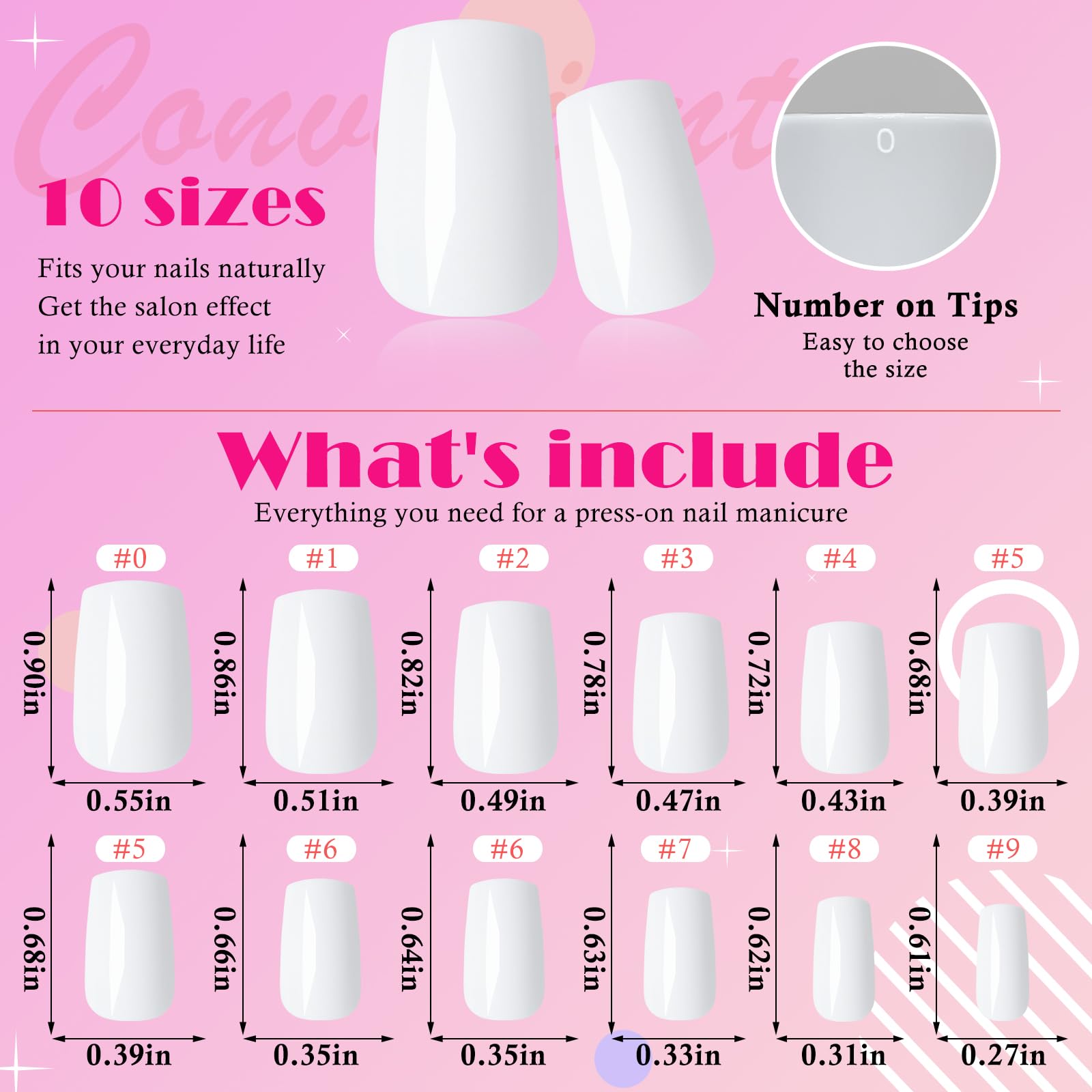 AddFavor 240pcs White Press on Nails Medium Square Fake Nails, Glossy Acrylic Press on Nails Gel False Nails with Adhesive Stick for women - Image 3