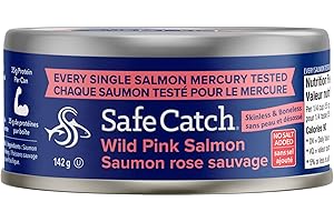 Safe Catch Wild Pacific Pink Salmon Canned Wild-Caught No Salt Added Skinless Boneless Salmon Fish Mercury Tested Kosher, 6 P