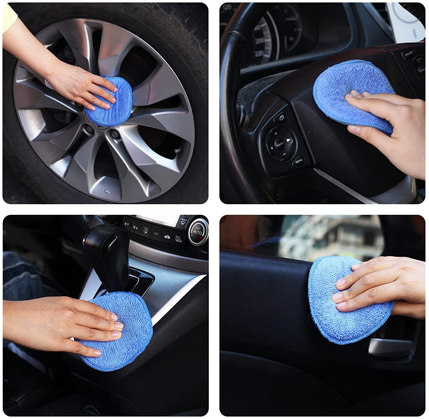 FONAROLL Microfiber Wax Applicator Pads, Car Wax Applicator, Buffing & Detail Polishing Foam Pads for Car Cleaning and Fine Polishing (5