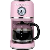 Nostalgia Classic Retro 10 Cup Coffee Maker, Pink | One-Touch Drip Brew, Reusable Filter - Anti-Drip, Auto Shutoff, &amp; Time Display - Dishwasher Safe 50 oz Carafe