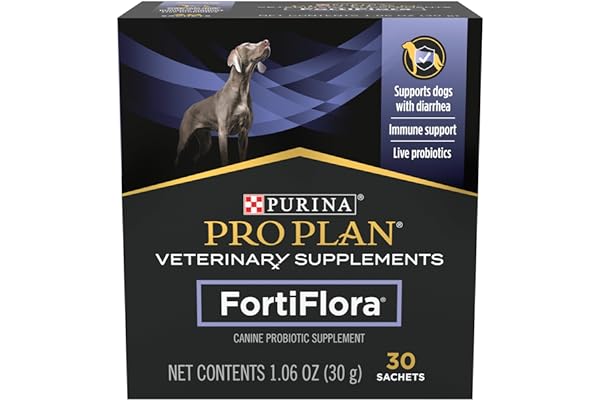 Purina FortiFlora Probiotics for Dogs, Pro Plan Veterinary Supplements Powder Probiotic Dog Supplement – 30 ct. box