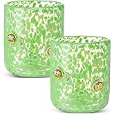 SiliFine 2 PCS Football Party Glass Cups - 14 oz Football Icon Stemless Wine Juice Coffee Drinking Glasses for Game Sports Day Party Supplies Gift (Green)