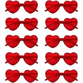 NACHLYNN 10 Pairs Heart Sunglasses Women Rimless Heart Shaped Sunglasses Candy Color Glasses for Costumes Cosplay (Red)