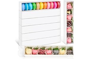 Kucoele 20 Pack Clear Chocolate Covered Strawberries Boxes, 12 x 2¼ x 2 Inches Macaron Boxes, Truffle Boxes, Cocoa Bombs Boxes, Bakery Boxes, Cookie Boxes for Valentine's Day Wedding