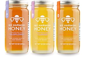 Bee Harmony Honey 3 Pack Variety Pack, 36 Ounce (Clover, Wildflower and Orange Blossom)
