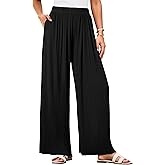 GRACE KARIN Womens Casual Wide Leg Pants Pleated High Elastic Waist Flowy Loose Beach Palazzo Pants Work Trousers Summer