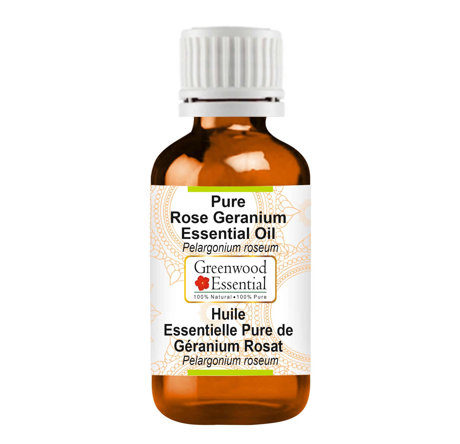 Greenwood Essential Pure Rose Geranium Essential Oil (Pelargonium roseum) Steam Distilled Natural Therapeutic Grade 10ml (0.33 oz)