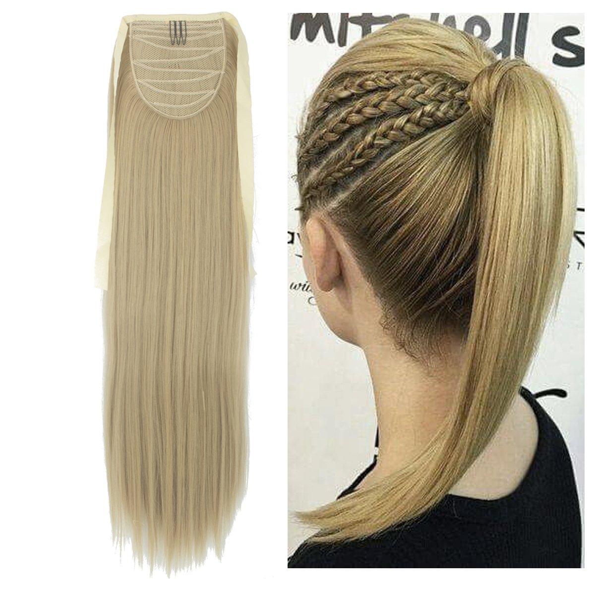 OneDor 24" Straight Wrap Around Ponytail Extension for