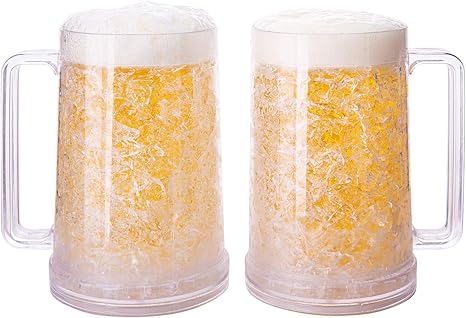 Amazon Com Beer Mugs For Freezer Frosted Beer Mugs Beer Mug Double Walled Freezer Mugs With Gel Freezer Beer Mug Frosty Mug Beer Glasses For Freezer Beer Frozen Mug Freezer Mug Plastic