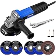 AVID POWER Angle Grinder, 7.5-Amp 4-1/2 inch Electric Grinder Power Tools with Grinding Wheels, Cutting Wheels, Flap Disc and Auxiliary Handle for Cutting, Grinding, Polishing and Rust Removal - Blue