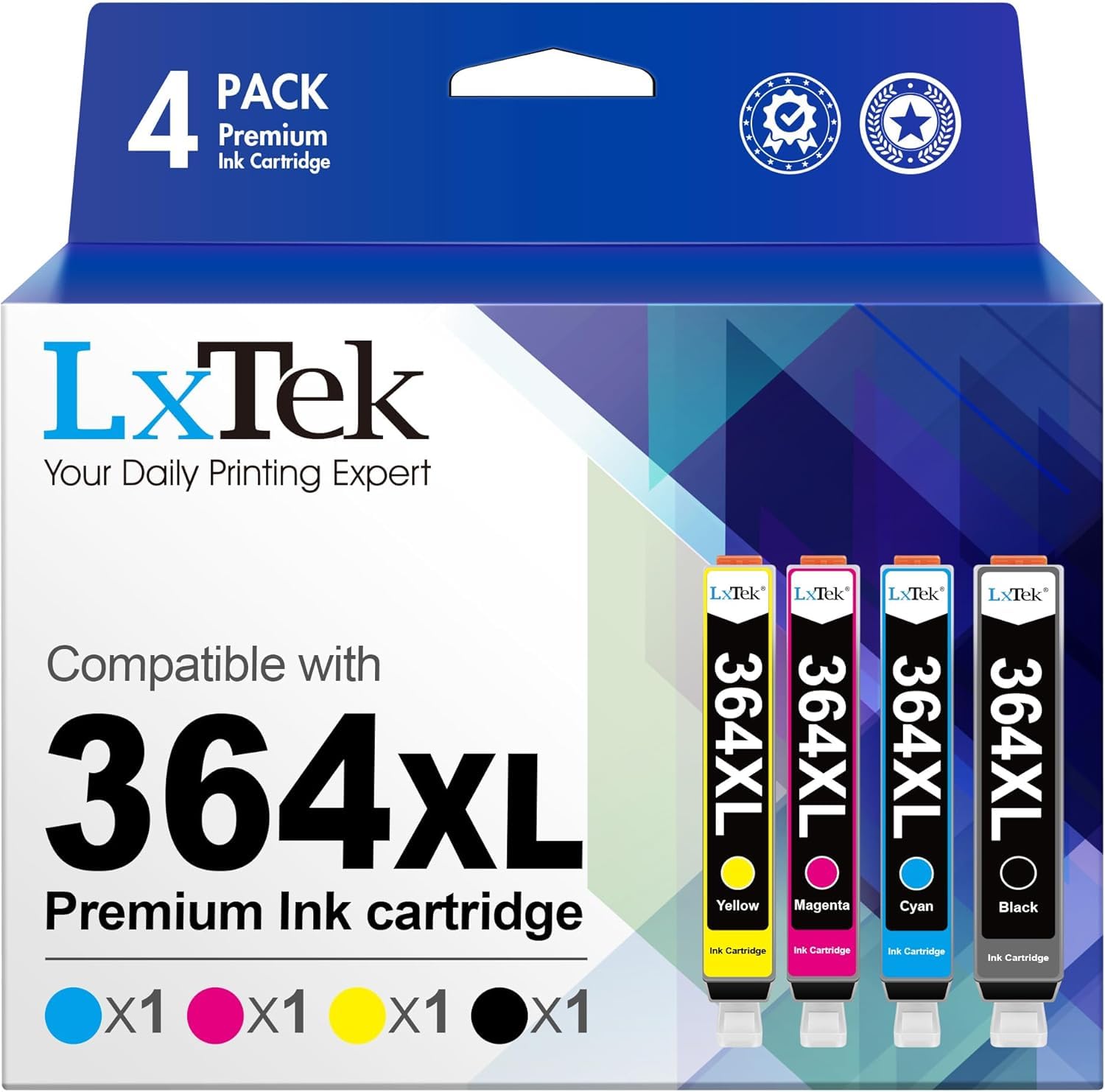 LxTek 364XL Ink Cartridges Compatible for HP 364 364 XL Ink Cartridges Multipack for HP Photosmart 5510 5520 5524 6510 6520 6515 7510 7520 Deskjet 3070A 3520 Officejet 4610 4620 4622