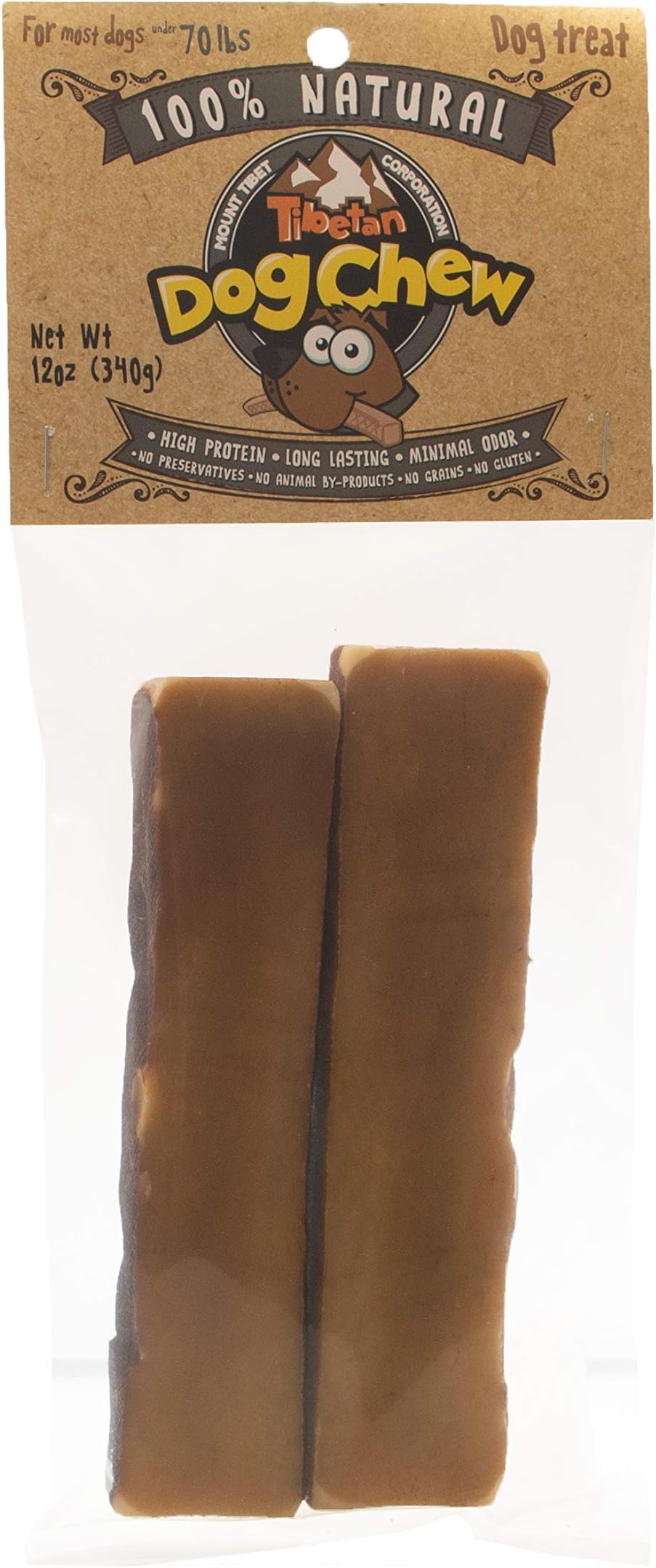 Tibetan Dog Chew Yak Cheese Sticks - Natural Treats for Extra Large Dogs, Long-Lasting, Easy Digest, Perfect for Aggressive Chewers, Grain and Gluten-Free, 2 Durable Chews