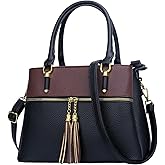 KKXIU Women Satchel Bags Handle Shoulder Handbags and Purses Pockets Zipper Leather Crossbody Bags