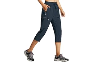 Libin Women's Capri Pants Lightweight Quick Dry Cargo Hiking Capris Travel Casual Outdoor Zipper Pockets