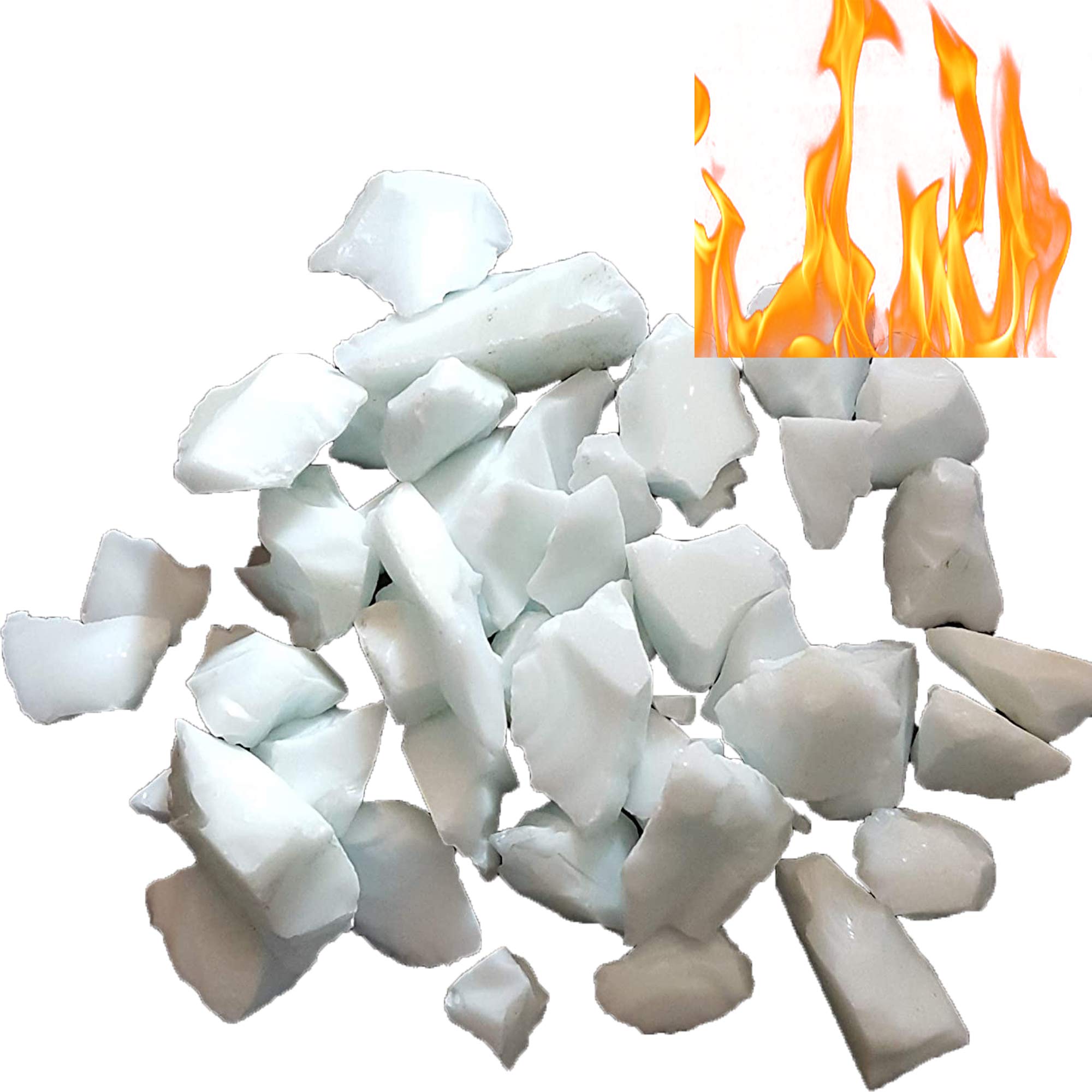 Firebrand Direct White Fire Glass 1kg (2.2lb) - For Fire Pits, Gas Fires And Ethanol Burners. Sparkling Heat Resistant Glass