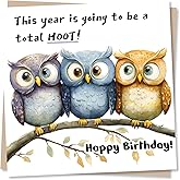 Nokular Funny Birthday Greeting Card – Hoot Owl Animal Design – Blank Inside (135 x 135 mm) – Made in UK – With Envelope