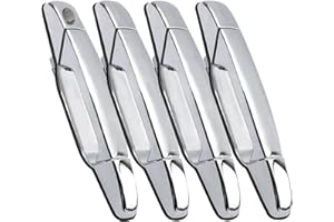 REEAUTO Front Rear Left & Right Exterior Door Handle Compatible with 2007-2013 Silverado Suburban Tahoe Avalanche Sierra Yukon Cadillac Escalade, Replaces# Outside Door Handle, Chrome