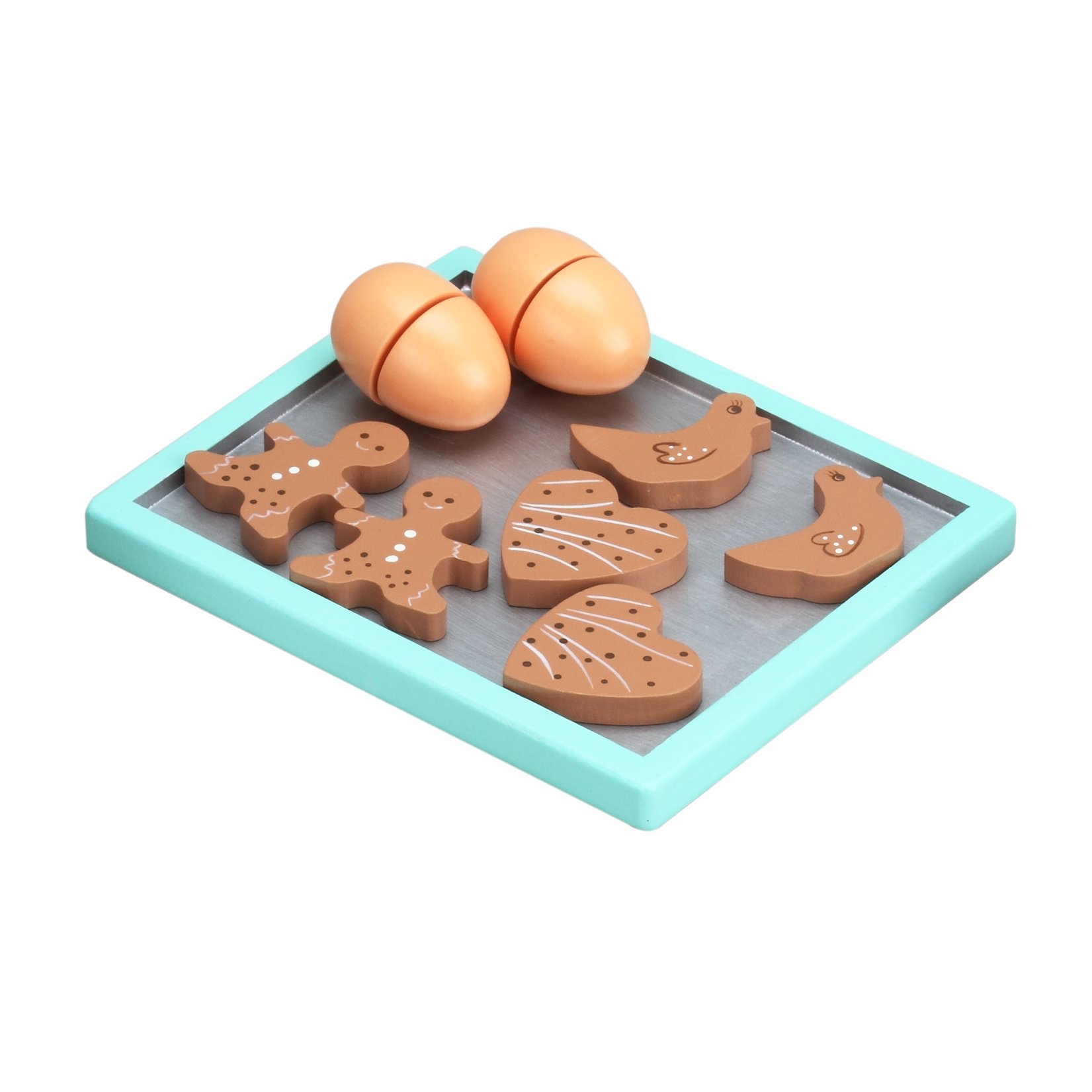 Wooden Cookie Play Food Set; Cookie Baking Set with Wooden Play Food Accessories for Kids