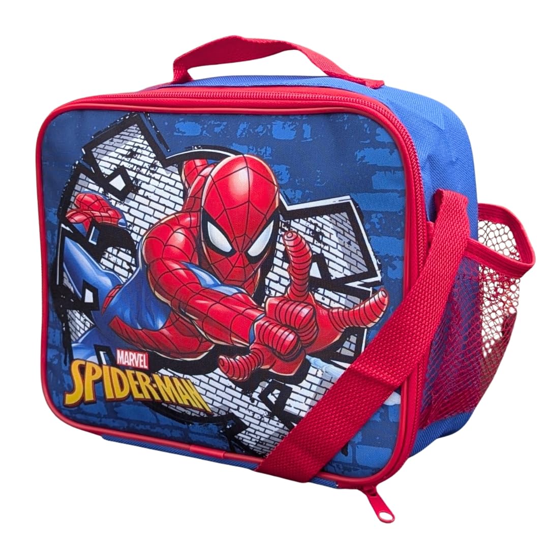 Spiderman Kids Character Lunch Bag - Insulated Polyester Lunch Tote with Adjustable Strap - Perfect for School, Nursery, and Travel - 3 Litre Capacity