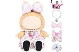 GYOTHRIG 5 Piece Cute Doll Clothes for Labubu 17 cm Dress Design Outfit Blind Mystery Box Accessories Mini La Boo-Boo Labooboo Blah Bu Bu BuLafufu Labibu Labubi Ropa Stuff Dress Overalls Hoodie Pajamas