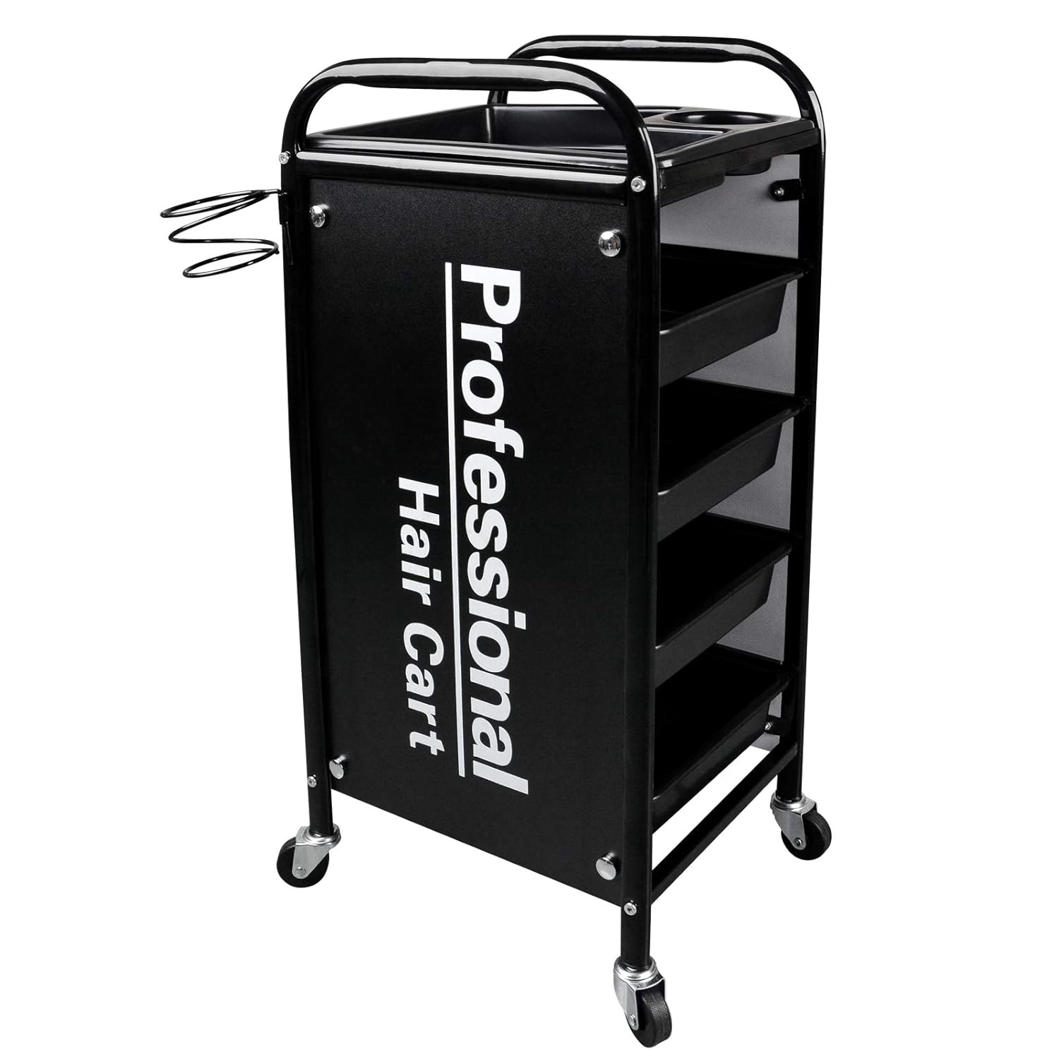 Kalolary 5 Tier Salon Rolling Trolley Cart, Metal Hair Salon Instrument Storage Cart, Bilateral Tray Multipurpose Tool Cart Mobile Storage Organizer for Beauty SPA Tattoo Salon: Beauty