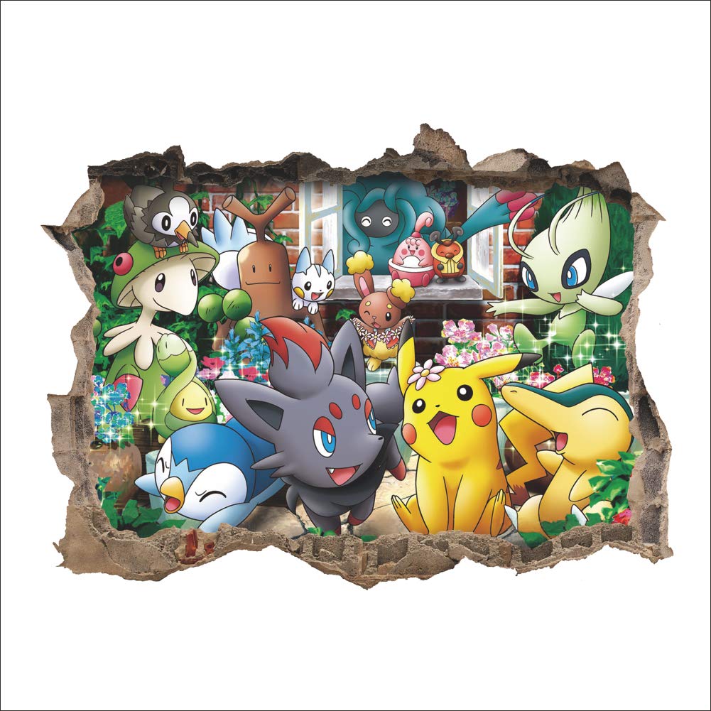 Kibi Stickers Muraux Pokemon Pikachu Autocollant Mural Pour Chambre Enfants Bebe Decoration Murale Pokemon Pikachu Peel Et Stick Stickers Muraux Autocollant Pokemon Sticker Mural Pokemon 3d Cuisine Maison Decorations Murales