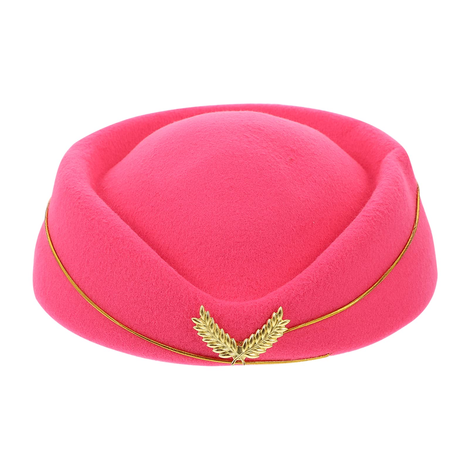 Red Stewardess Pillbox Hat Air Hostess Uniform Wool Felt Hat Air Hostess Stewardess Pilot Hat Cap Carnival Fancy Dress Costume Outfit Accessory