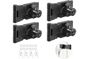 KEJJNYER 4Packs Heavy Duty Keyed Locking Hasp, 4 inch Hasp Lock Latch with Lock, Black Locking Cabinet Latch with Key for Cabinets Door