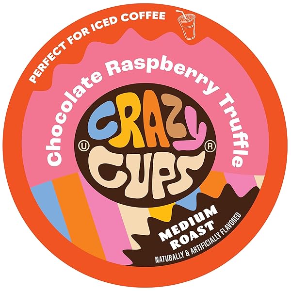 CRAZY CUPS FLAVORED COFFEE FOR KEURIG K-CUP MACHINES, CHOCOLATE RASPBERRY TRUFFLE, HOT OR ICED DRINKS, 22 COUNT SINGLE SERVE, RECYCLABLE PODS(PACK OF 1)