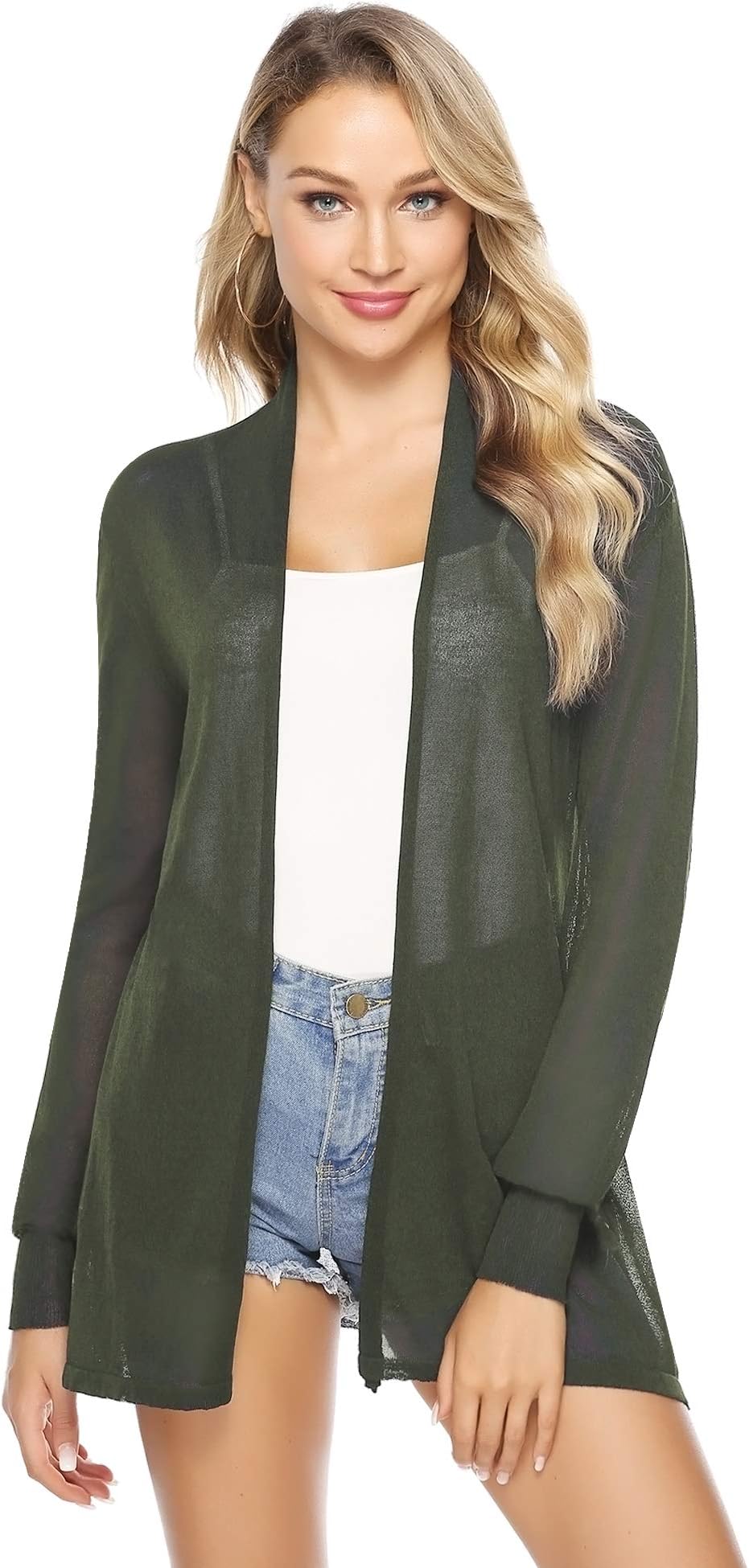 Women Beach Cover up Summer Cardigan Kimono Blouse Lightweight Waterfall Cardigan Open Front Cardigans