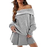 Women's 2026 Fall Oversized Off The Shoulder Sweaters Loose Long Sleeve Knit Pullover Tops
