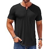 COOFANDY Mens Henley Shirts Short Sleeve Casual T Shirt Plain Slim Fit Henley Stylish Summer Tee Shirts with Pocket