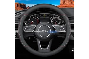 Deer Route Custom-Fit for Toyota Steering Wheel Cover, Premium Leather Car with Logo, Non-Slip, Breathable, Accessories (A-Style, Toyota)