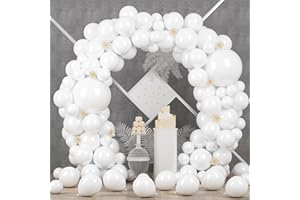Voircoloria 90pack White Balloons Different Size 18/12/10/5 Inch Pearl White Balloon Garland Arch Kit for Wedding, Birthday, Graduation, Bridal Shower, Baby Shower, Bachelorette Decorations