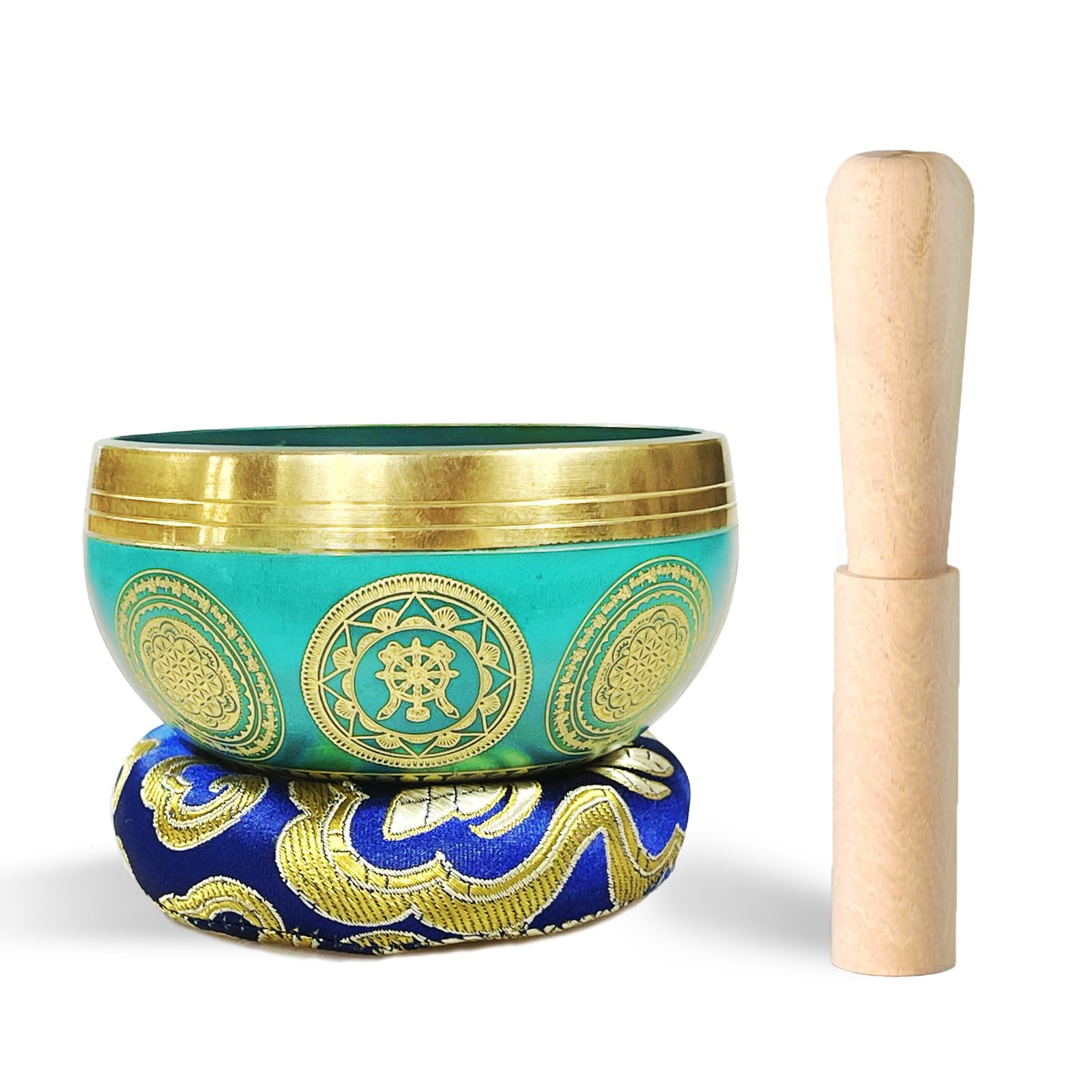 REGIS Tibetan Singing Bowl Set ， Mindfulness, and Stress Relief zen decor，Bowl Handcrafted in Nepal for Healing and Mindfulness (Sky blue, 3 inch)