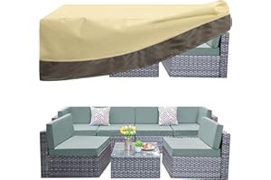 PureFit Patio Furniture Covers Outdoor Table Furniture Cover Waterproof Canvas Rectangle 650D Patio Covers for Outdoor Furniture, Lawn, Deck, Backyard, Anti-fade & Tear Resistant, 110"L x 84"W x 28"H