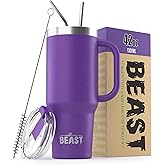 Beast 42 oz Tumbler with Handle Stainless Steel Vacuum Insulated Coffee Ice Cup Double Wall Travel Flask (Deep Purple)