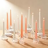 Turvono Vintage Ribbed Clear Glass Candle Holders Set of 12, 3 Assorted Sizes for Pillar, Tealight & Votive Holders, Elegant Glass Candlestick Holders for Table Centerpiece Wedding Christmas Decor