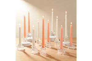 Turvono Vintage Ribbed Clear Glass Candle Holders Set of 12, 3 Assorted Sizes for Pillar, Tealight & Votive Holders, Elegant 